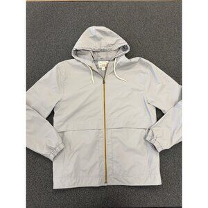 Weatherproof Vintage Gray Hooded Windbreaker Jacket Mens Medium Full Zip